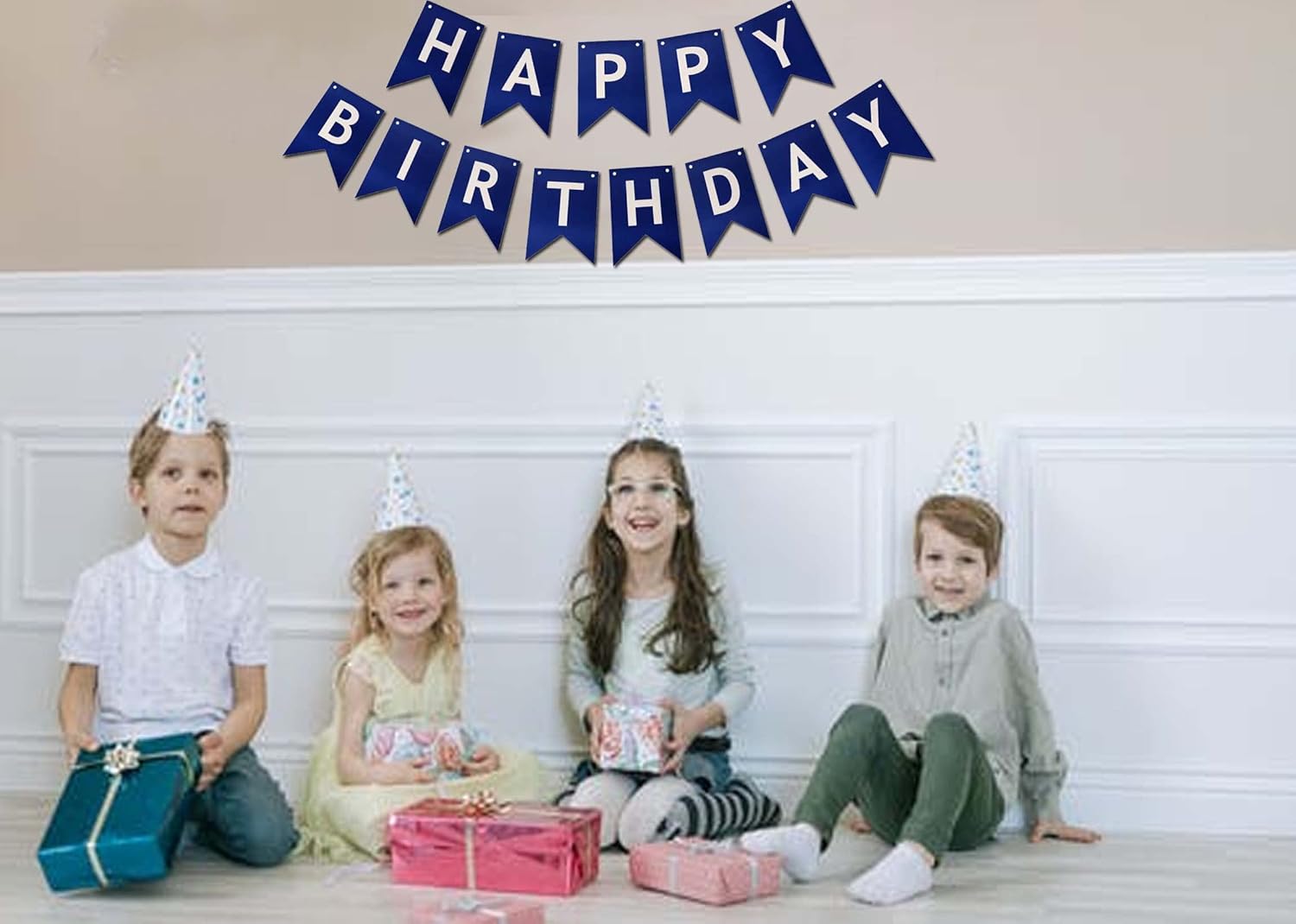 Blue Happy Birthday Banner DIY Decoration Flags