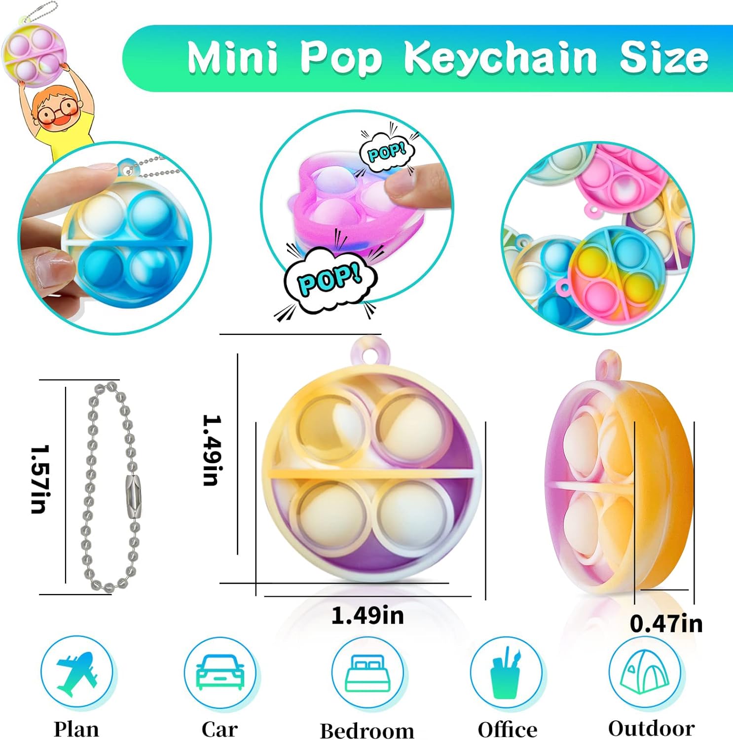 ONKULL Pop Fidget Keychain 30 Pack for Kids
