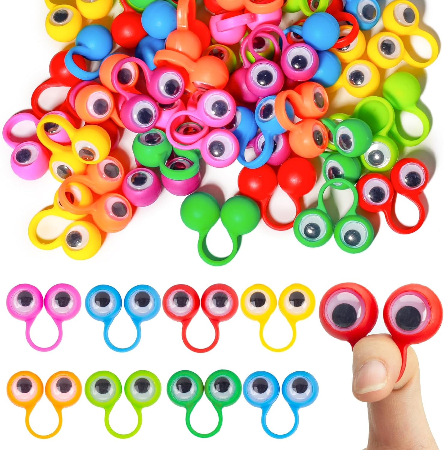 3 Otters 48PCS Eyeball Rings for Kids