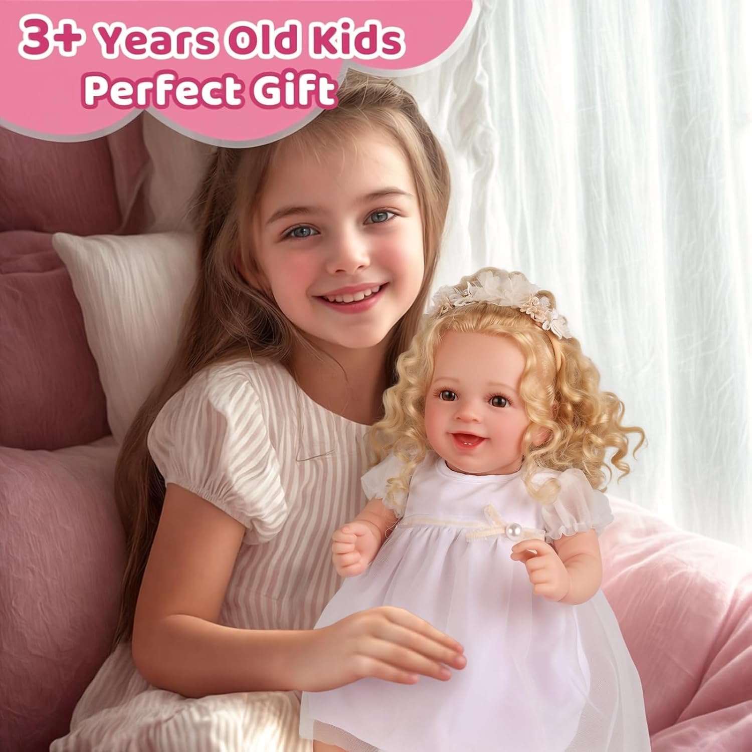BABESIDE Lifelike 20 Inch Newborn Baby Doll Blond Girl