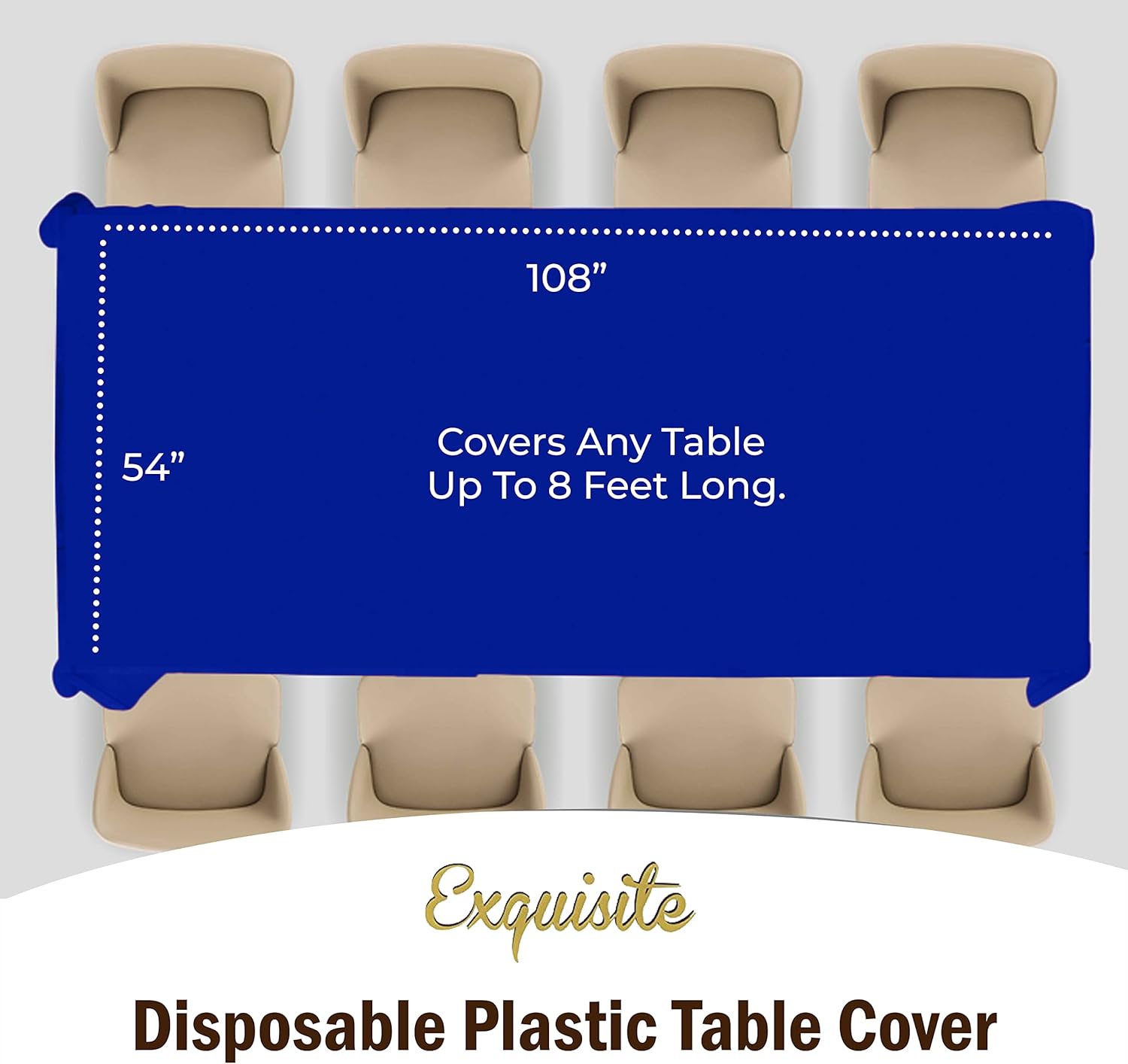 Party Solids 6-Pack Blue Plastic Tablecloth 54in x 108in Rectangle