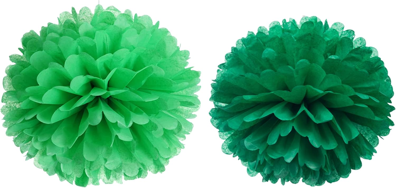 14 Inch Green Tissue Pom Poms Kit for Decorations