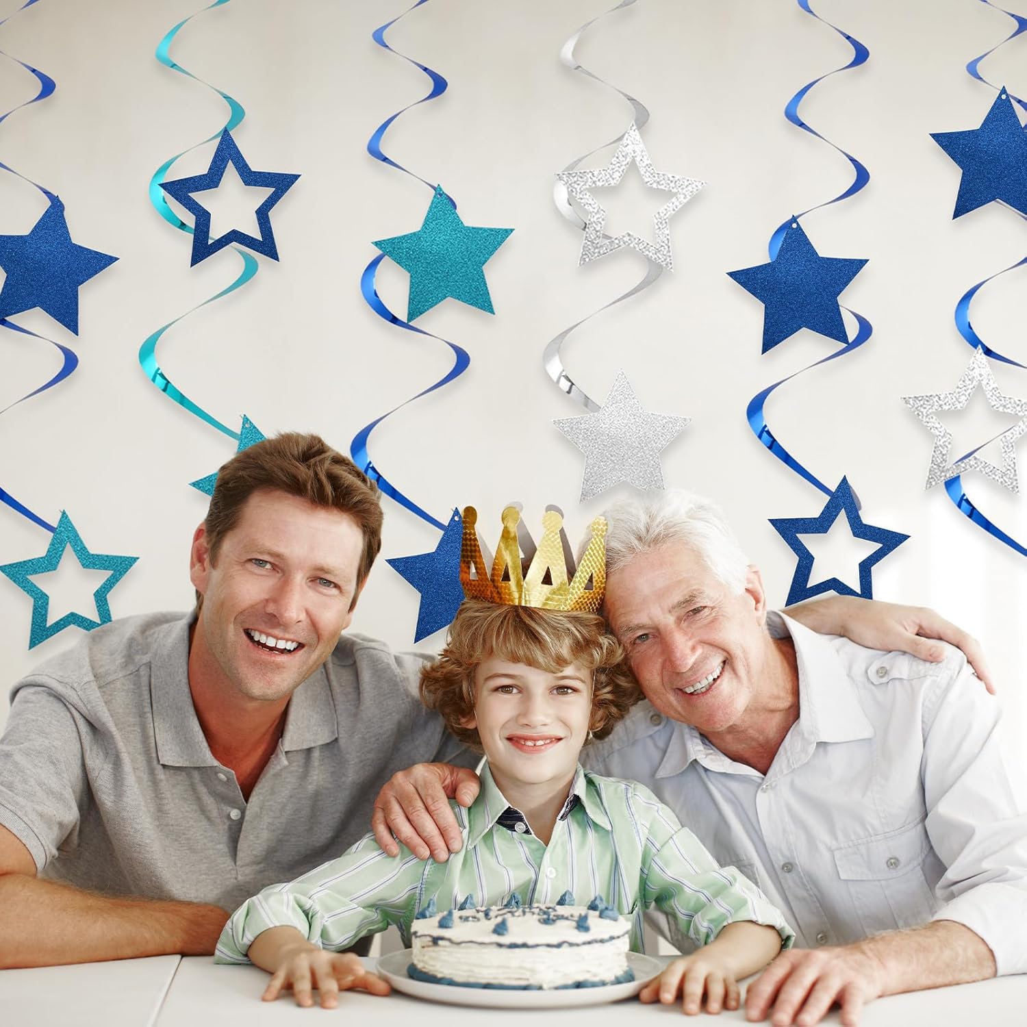 64pcs Blue Foil Swirl Streamers for Birthday Party Decorations
