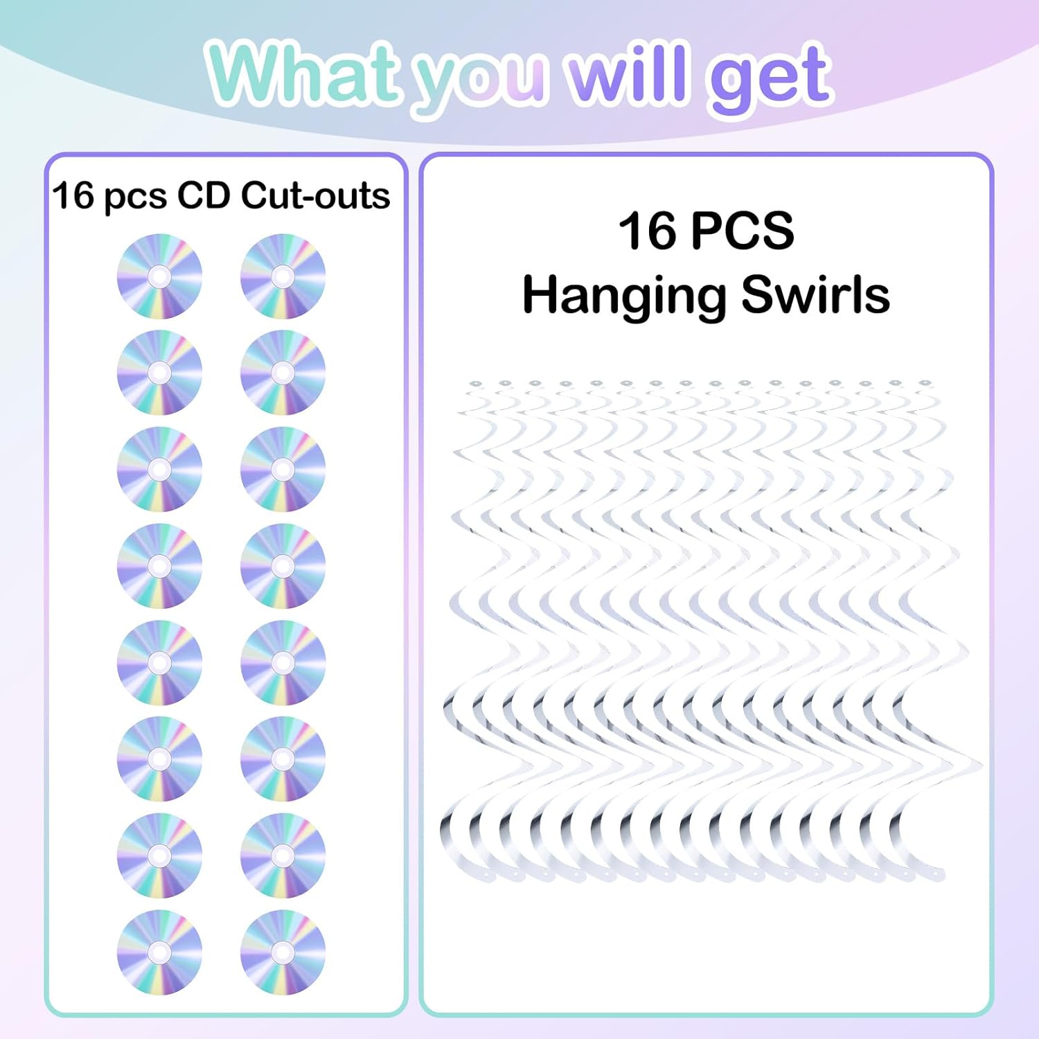 Y2K 90s Retro Party Decorations CD Swirls Hanging Streamers