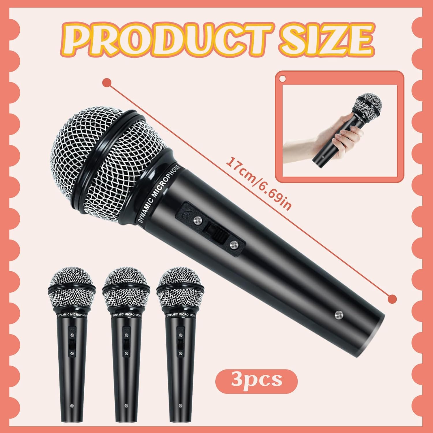 3 Pack Plastic Fake Microphone for Halloween Birthday Party