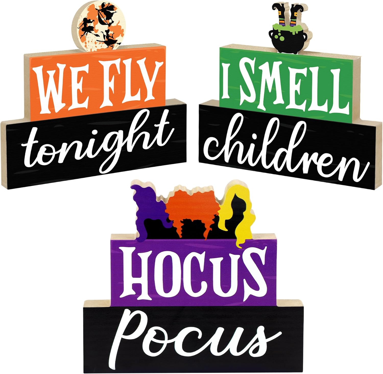 Halloween Wooden Signs 3PCS Table Decorations