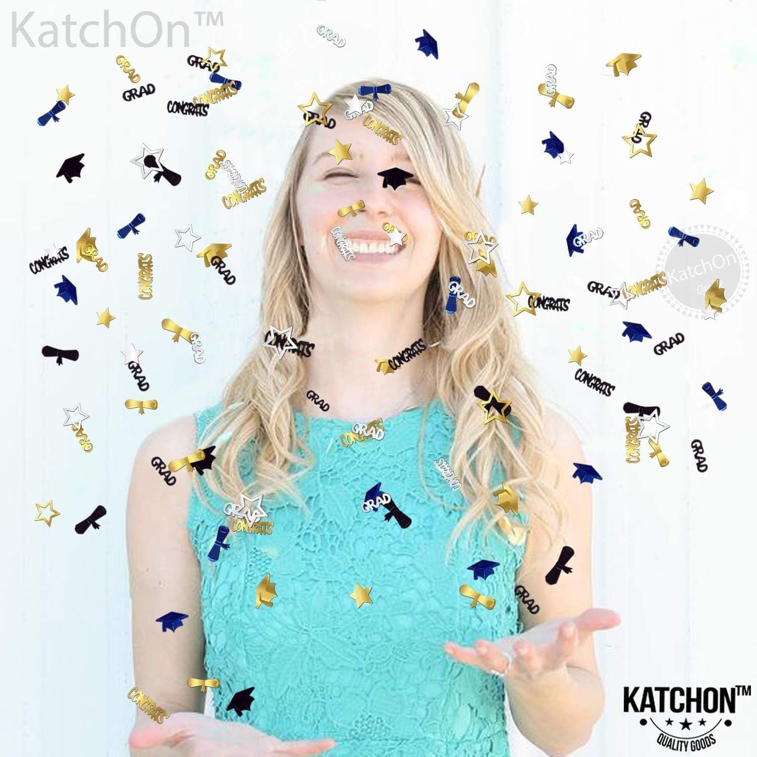 KatchOn 2025 Graduation Confetti Blue and Gold