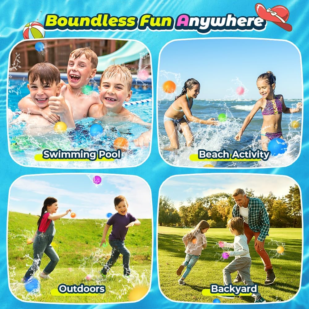 12Pcs Reusable Water Balloons for Kids Summer Pool Beach Toys