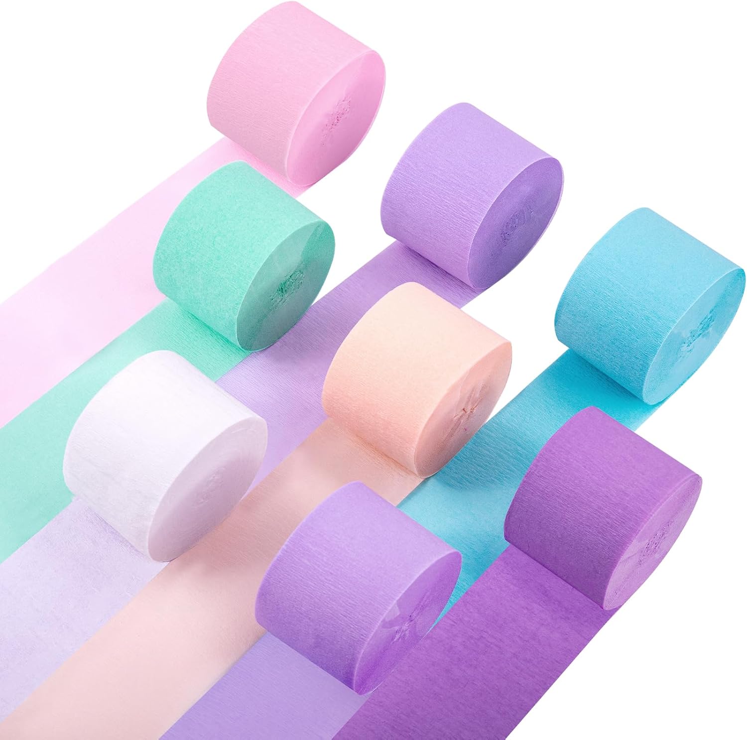 Riqiaqia Streamers Party Decorations 8 Rolls Purple Blue Mint White