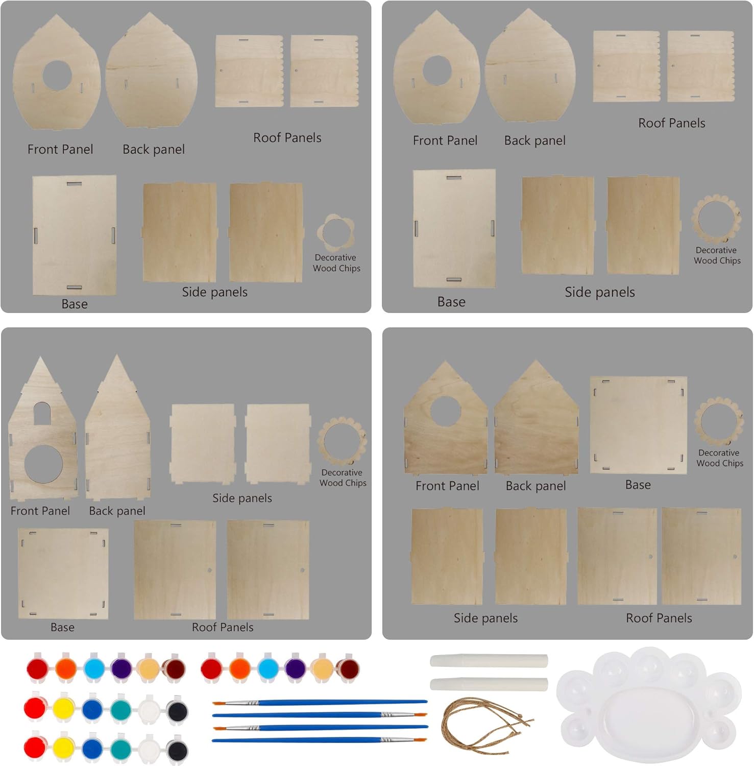 Glintoper 4 Pack DIY Wooden Birdhouse Kit