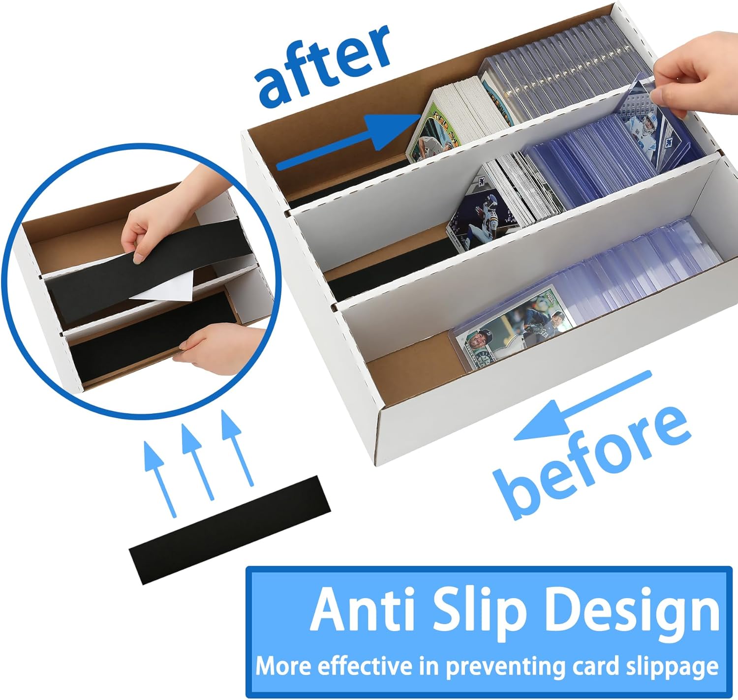 MZONGZI Sports Card Storage Box 2400 Count with 8 Dividers