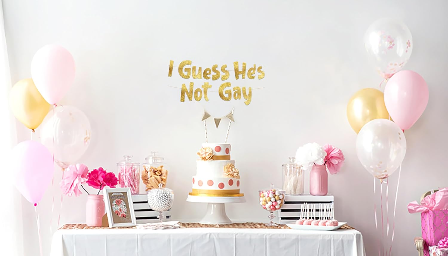 Funny Bachelor Party Gold Glitter Banner