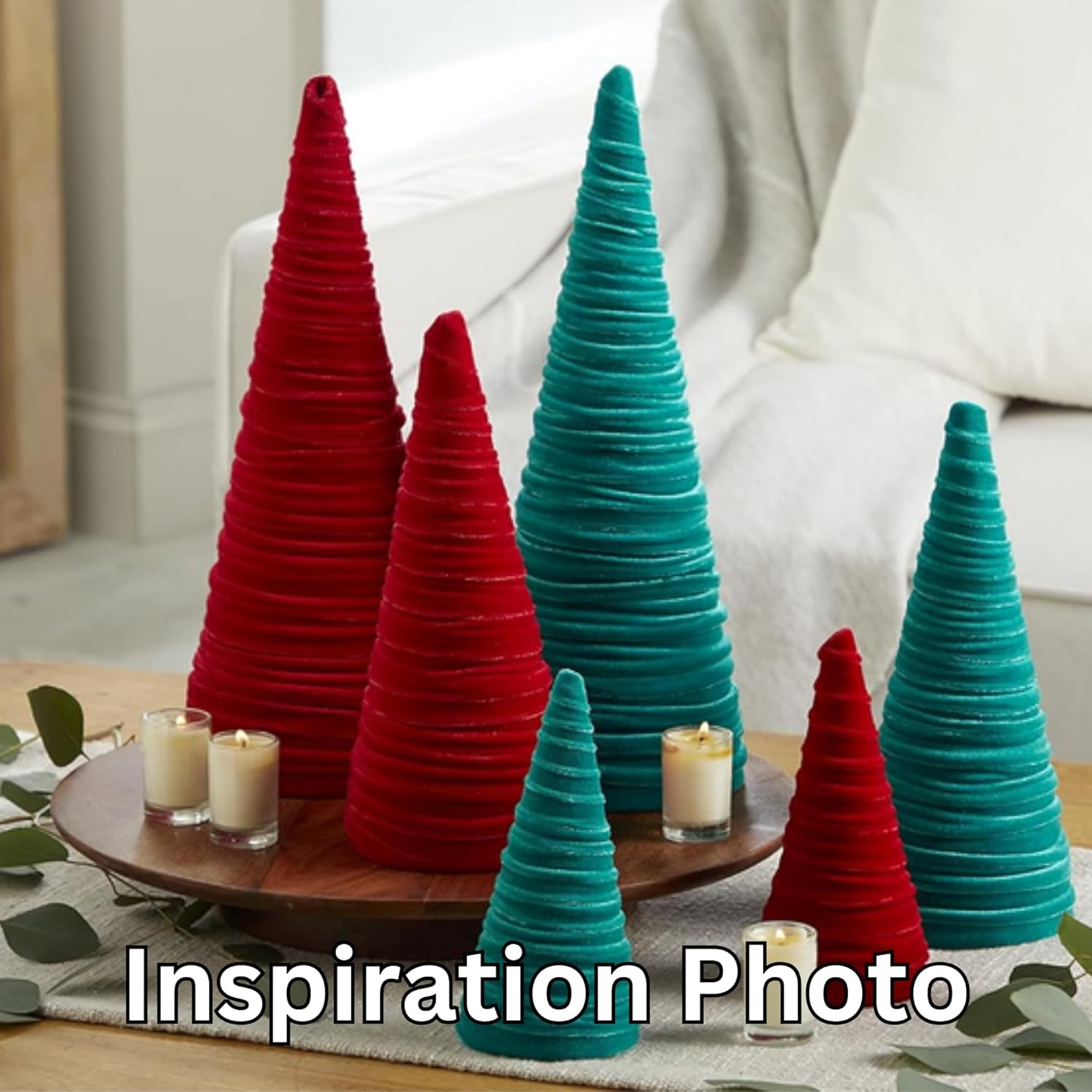 Red Velvet Cones Set of 3 for Romantic Decor