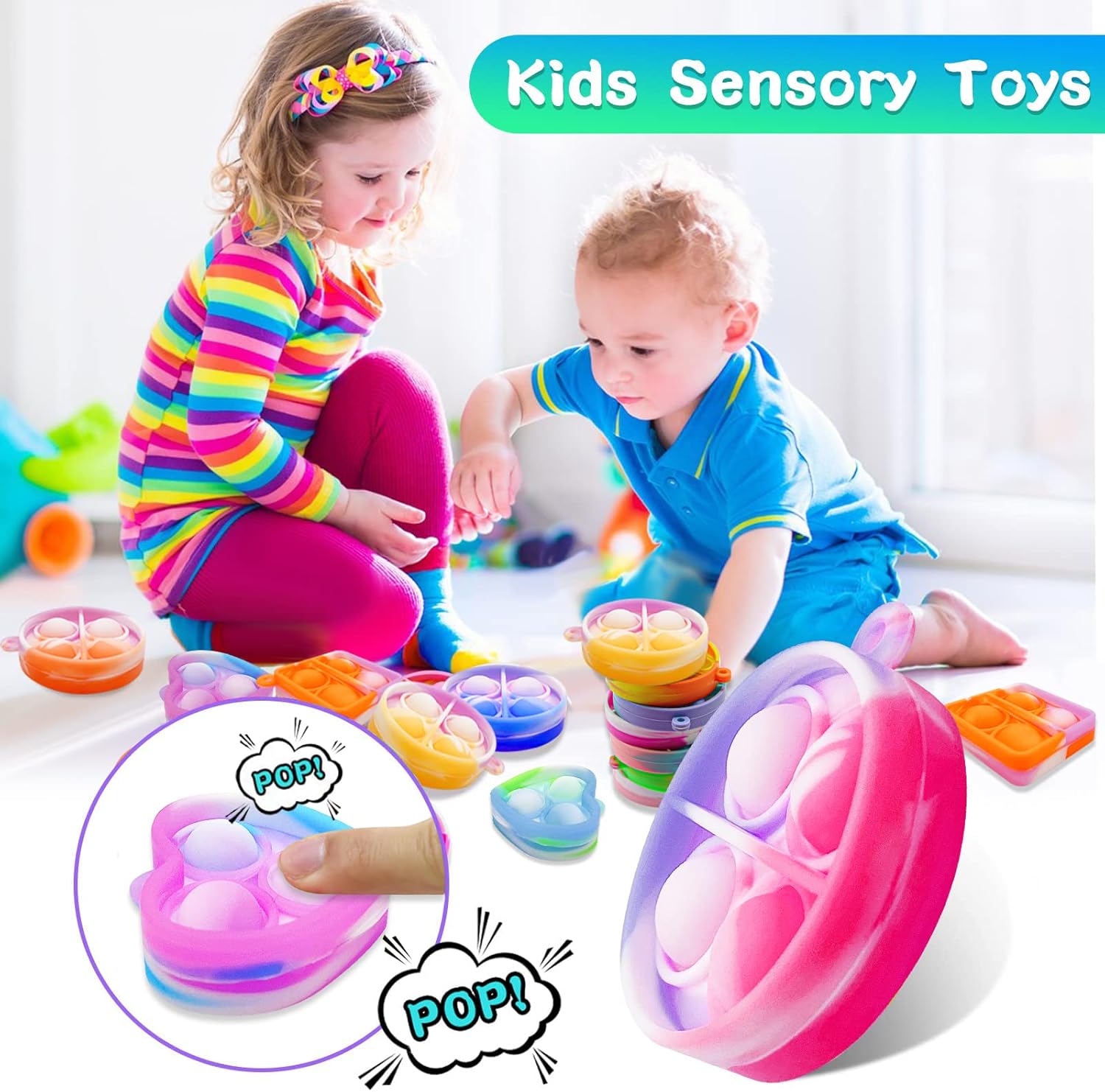 ONKULL Pop Fidget Keychain 30 Pack for Kids