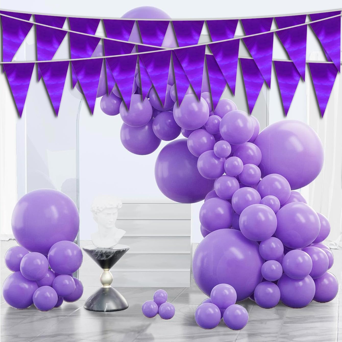 40M Purple Triangle Pennant Banner Garland for Celebrations