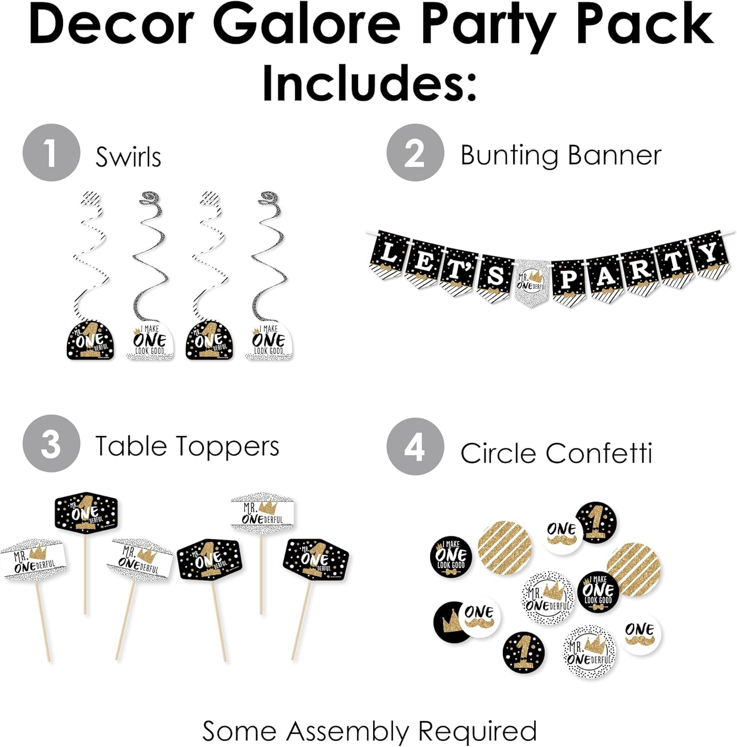 Big Dot of Happiness 1st Birthday Decor Kit - 51 Pieces
