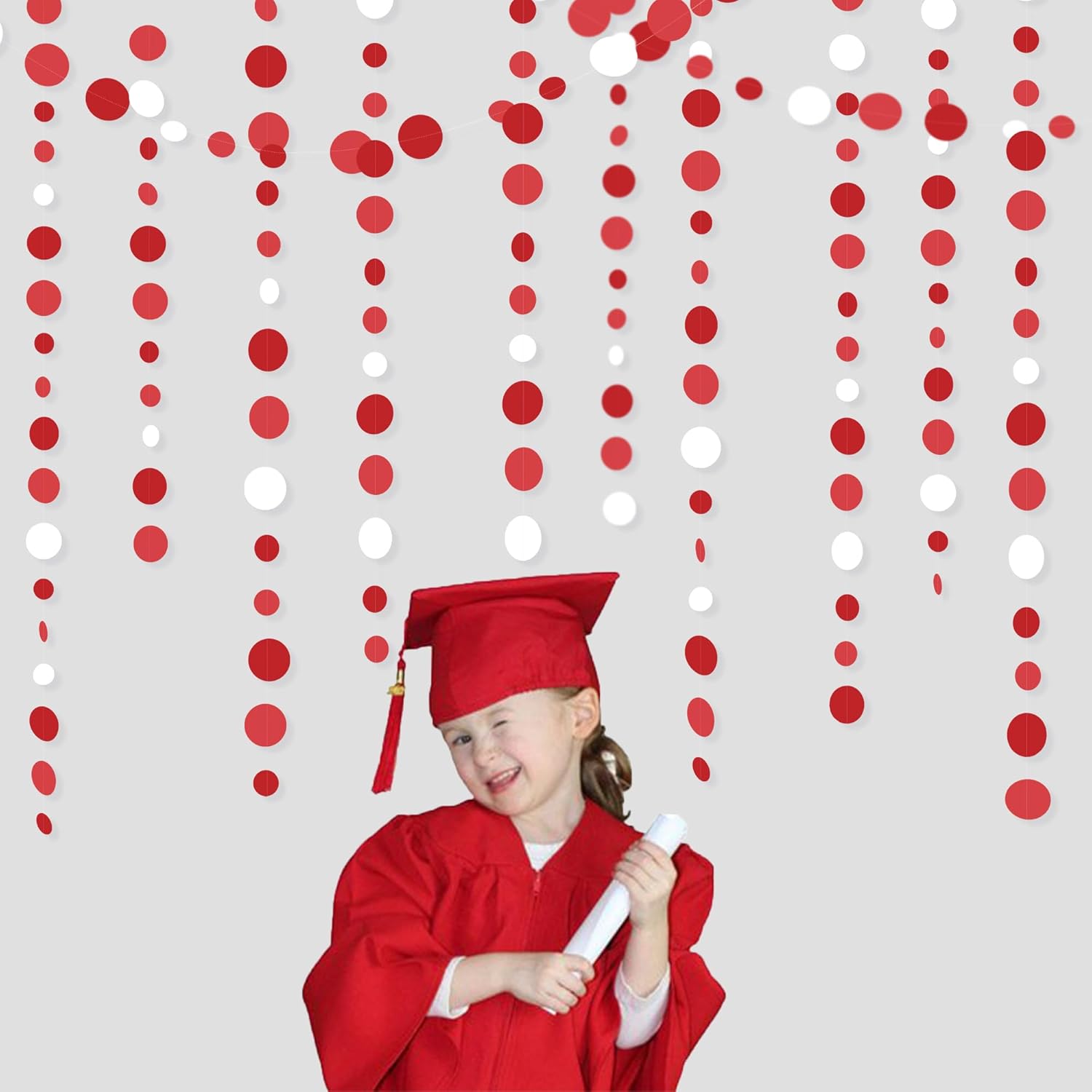46 Ft Red and White Polka Dot Garland for Parties