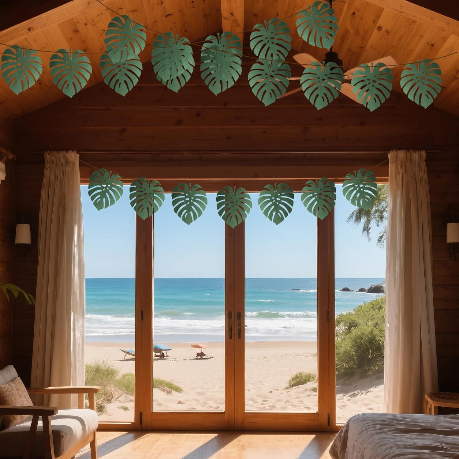 Pre-Strung Tropical Palm Garland 18FT 20PCS for Luau Parties