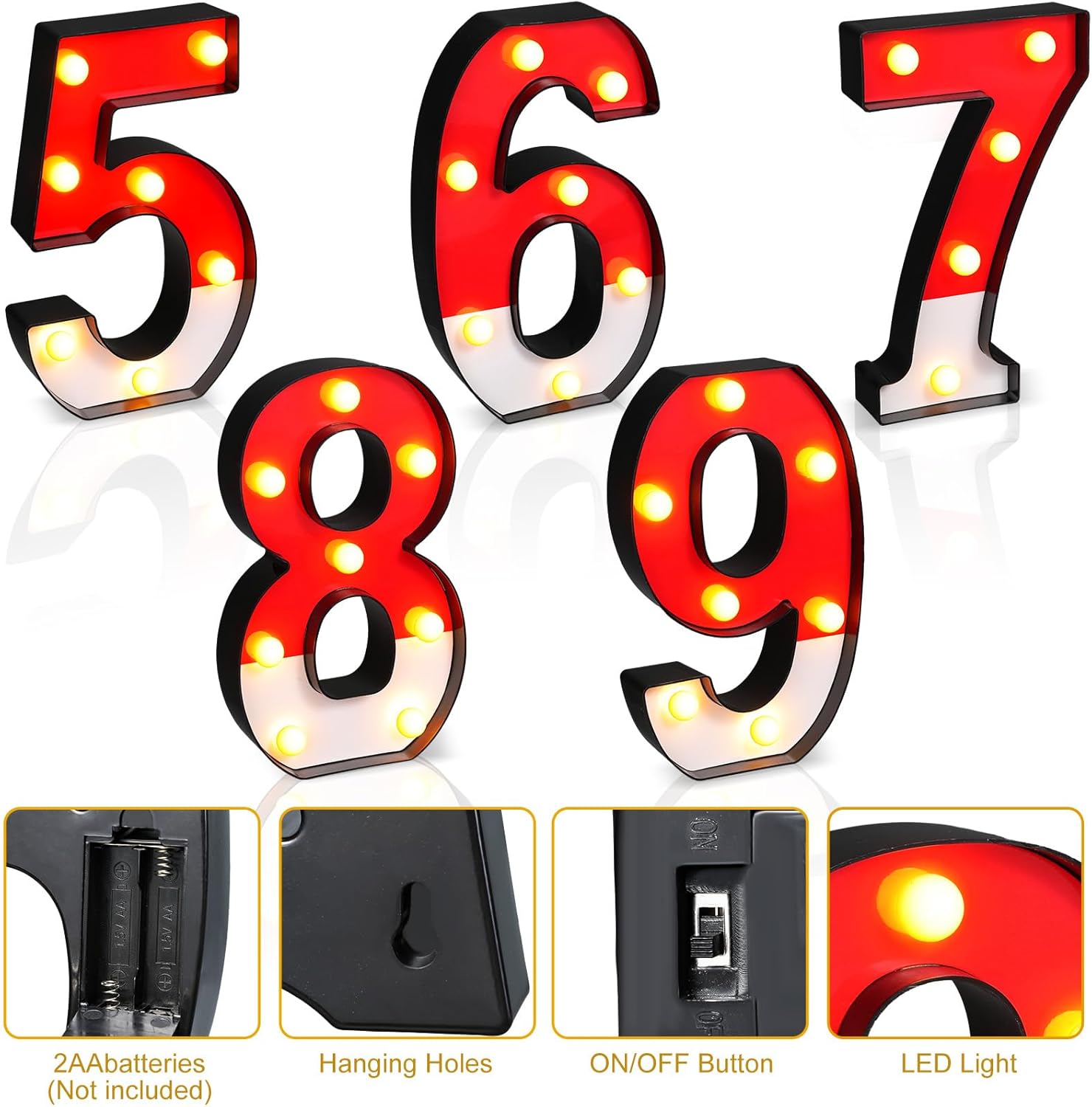 Mudder LED Cartoon Glowing Numbers Party Decorations