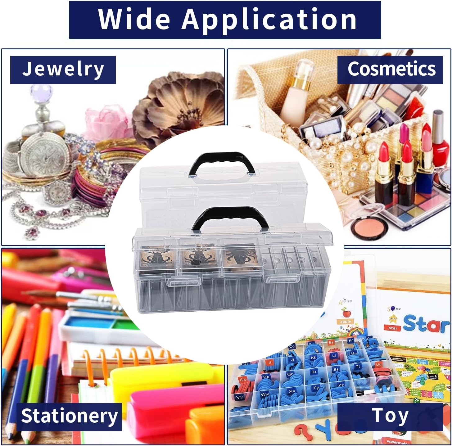 JEPISADI Trading Card Storage Box with 18 Independent Compartments