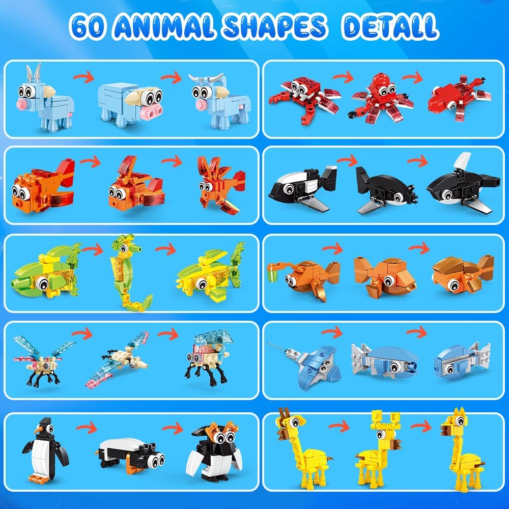 HOGOKIDS 20 Pack Animal Building Blocks Set