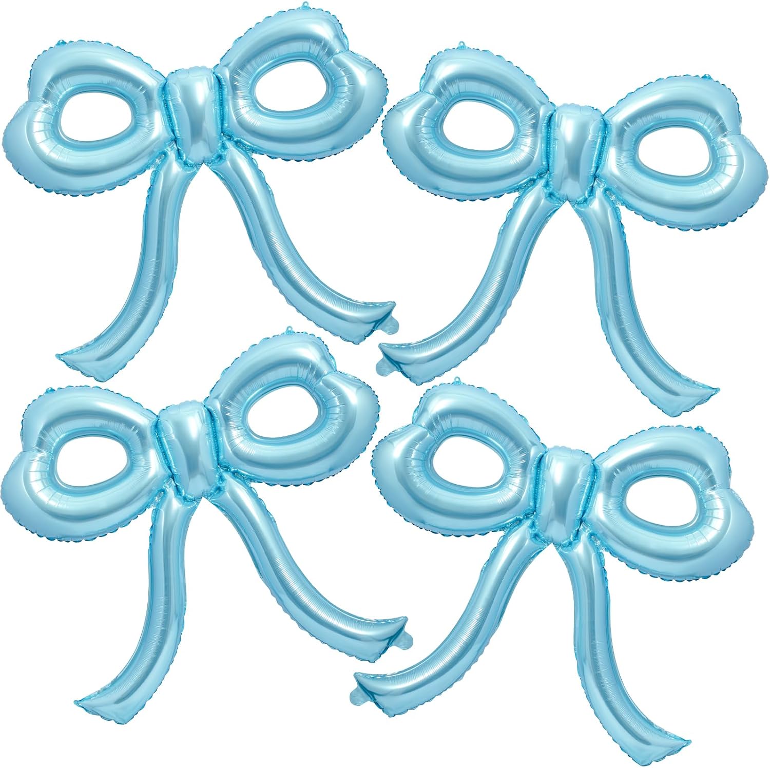 4 Pcs Blue Bow Balloons for Birthday Party Decorations