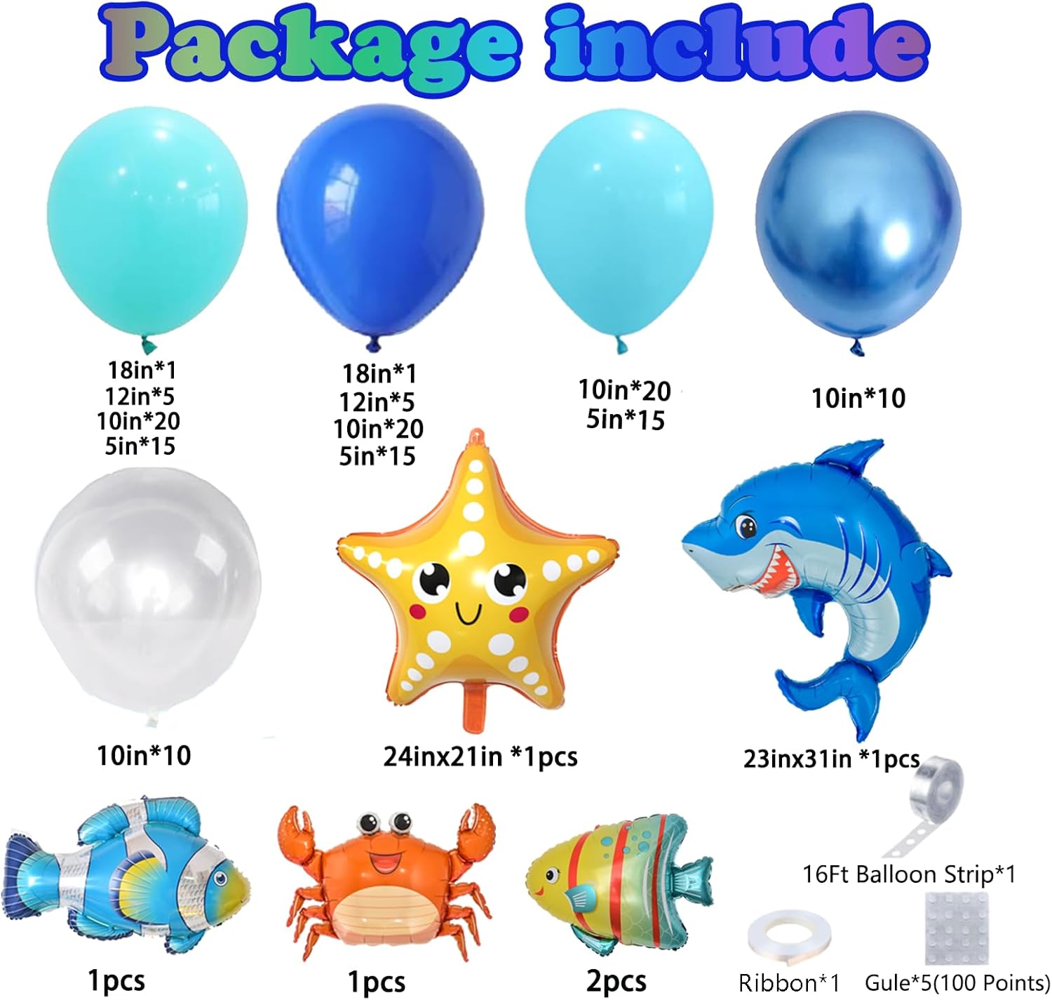Under the Sea Balloon Arch Garland Kit 147pcs