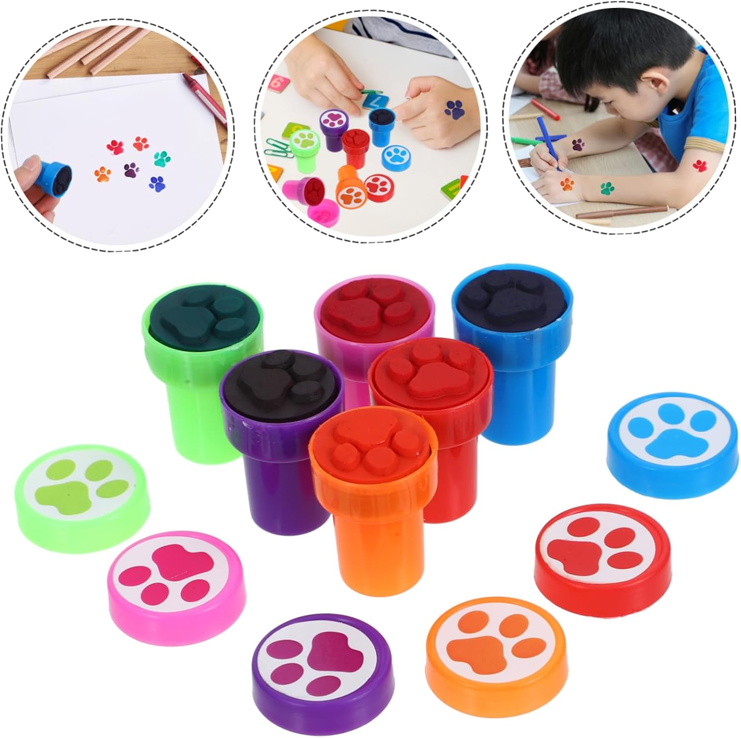 12Pcs Cute Paw Print Stamps for Crafts Journaling and Party Favors