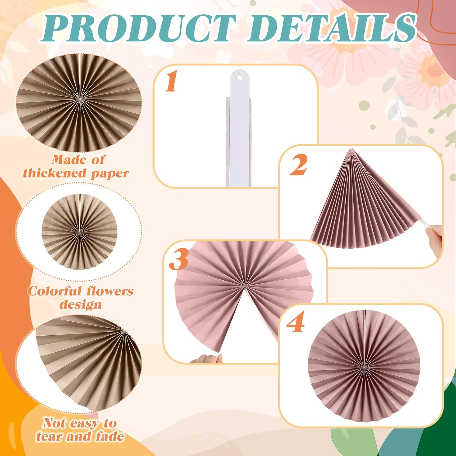 Weekgrat 18 Pcs Boho Hanging Paper Fans Classroom Decor