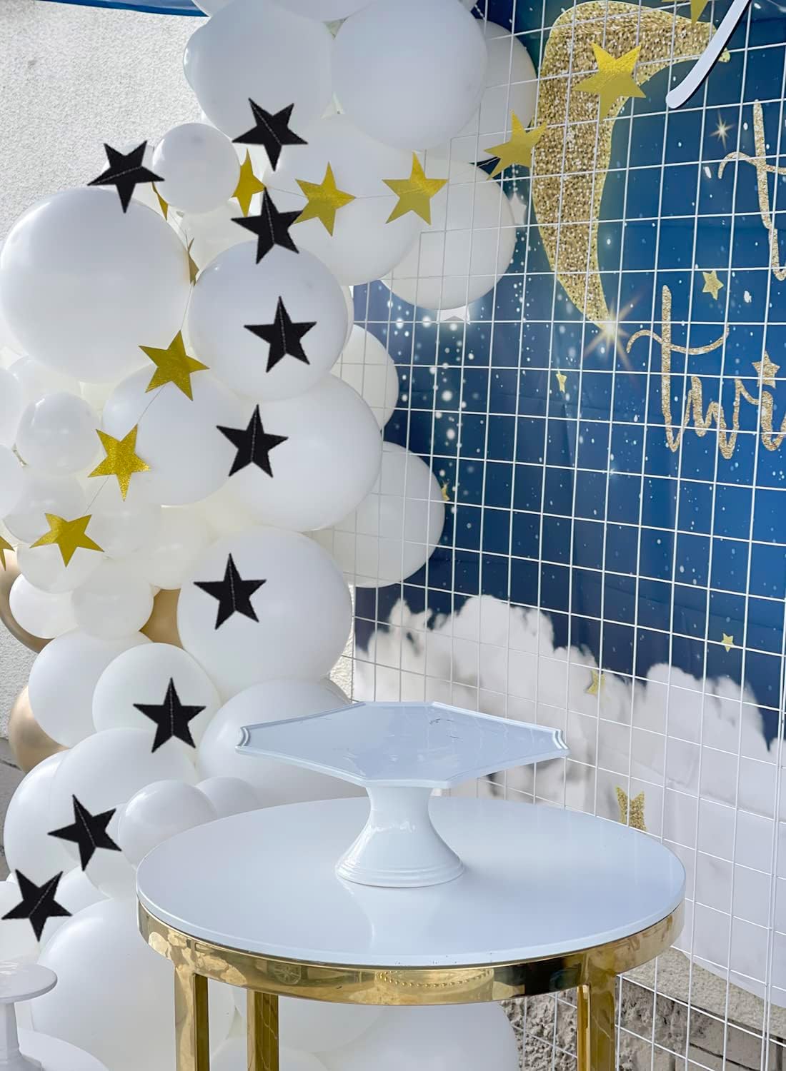 Honbay 2PCS Double Side Glitter Star Garland