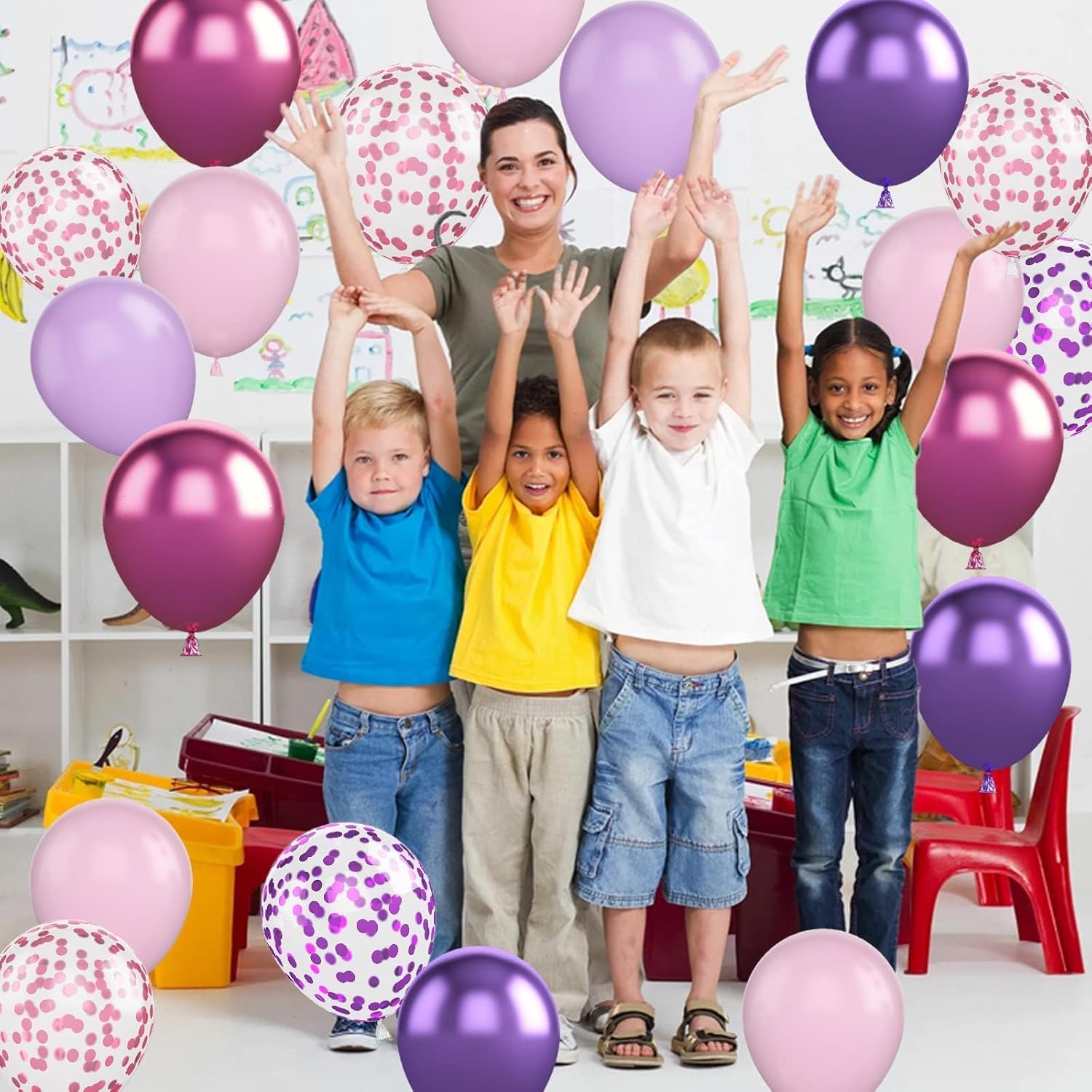 Biapian 50PCS 12 Inch Pink Purple Balloons Set