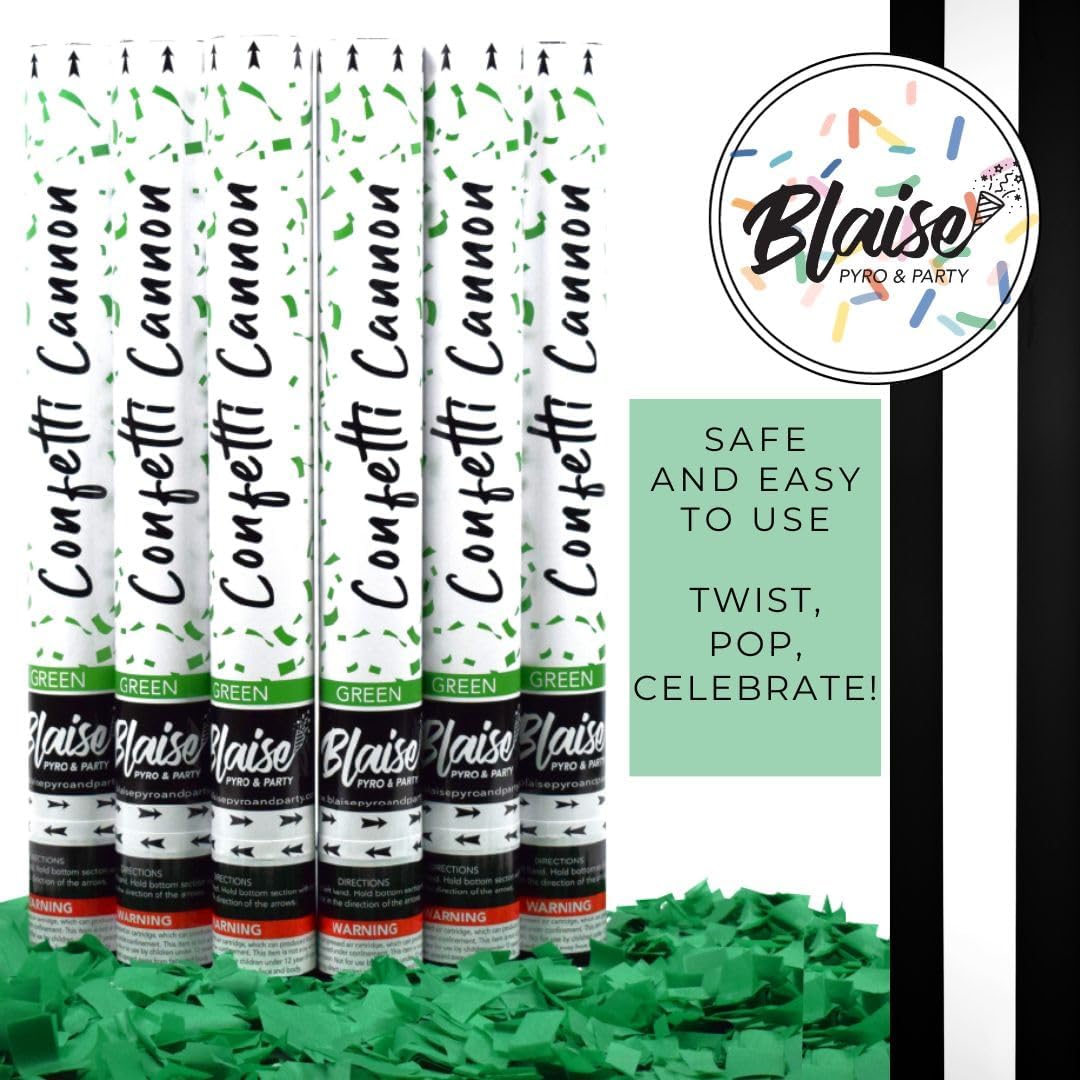 Blaise Pyro Party Green Confetti Poppers 18 6 Pack