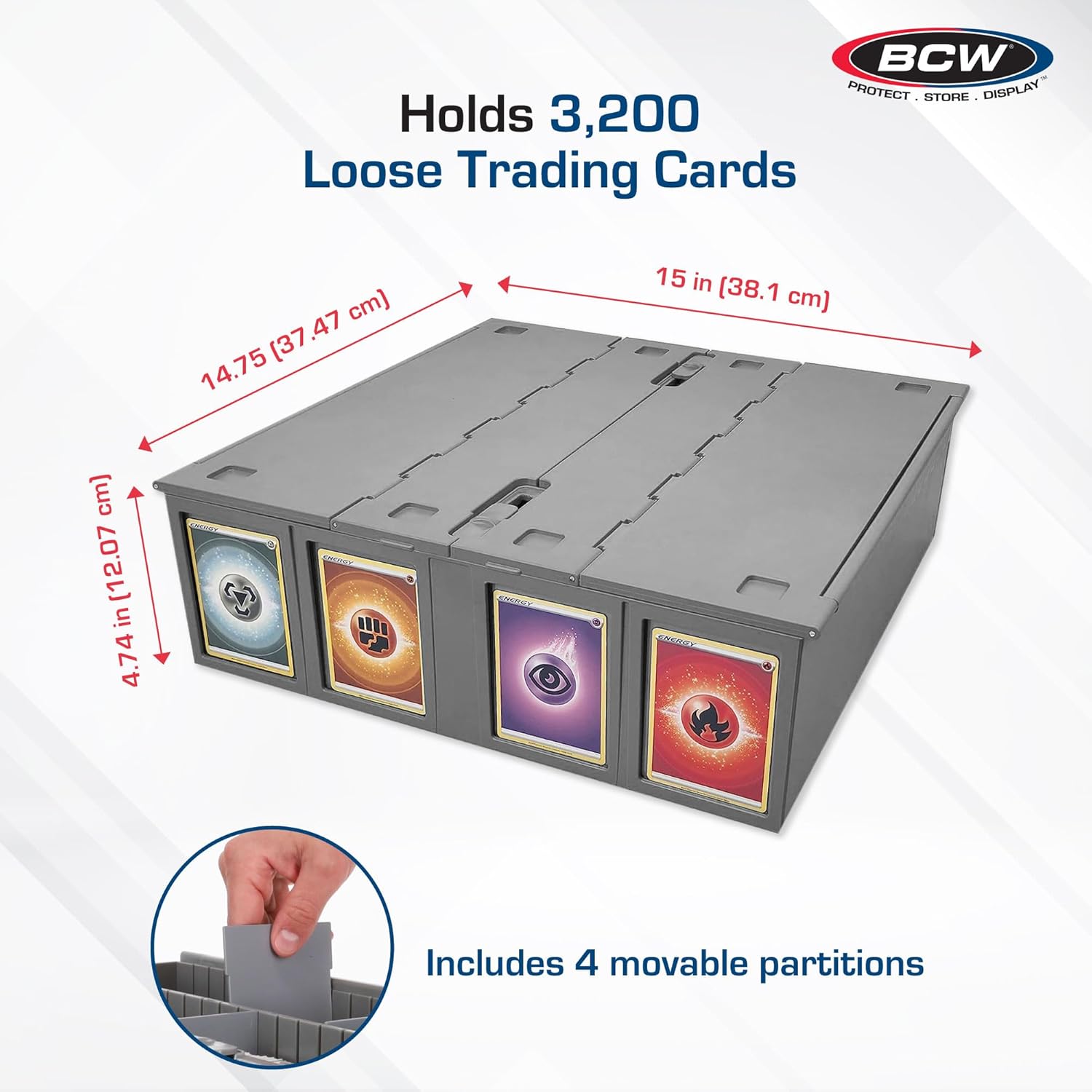 BCW Collectible Card Bin - Gray 3200 Card Storage