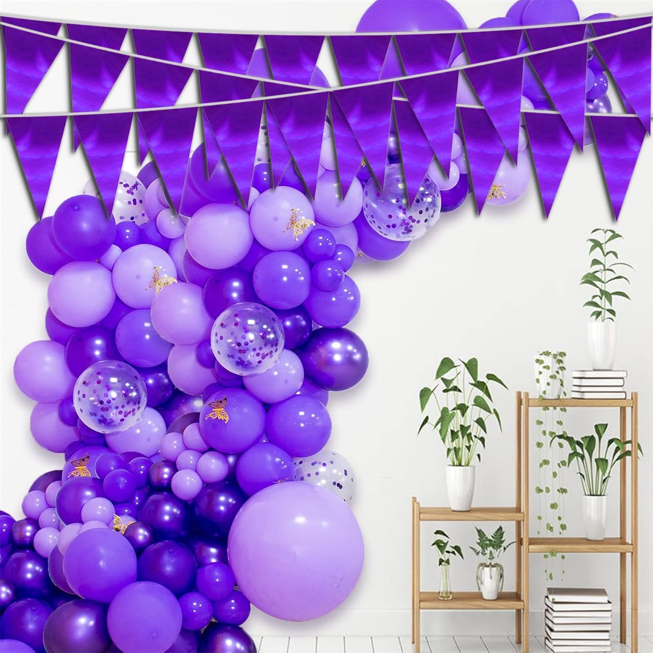 40M Purple Triangle Pennant Banner Garland for Celebrations