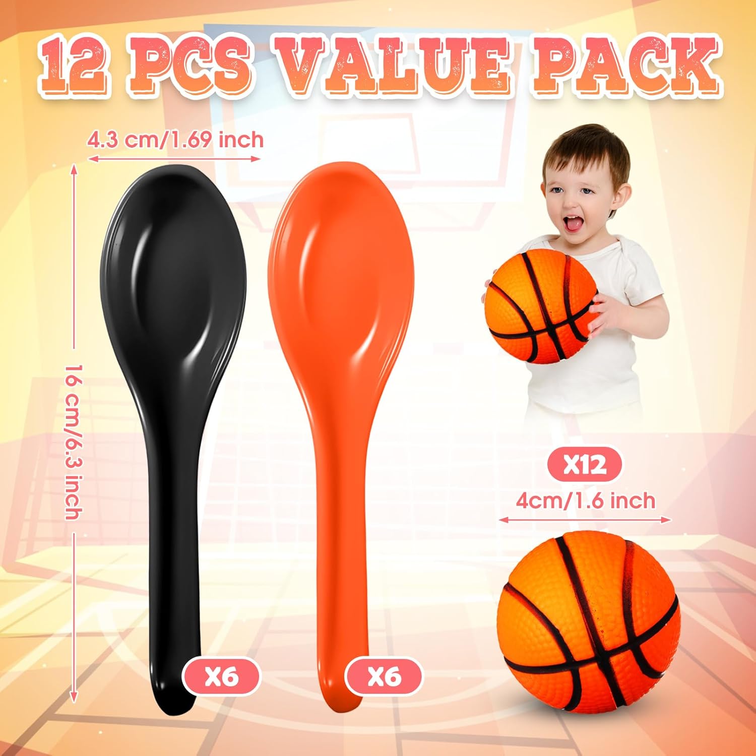 12 Pack Basketball Spoon Relay Race Game Set for Kids Adults