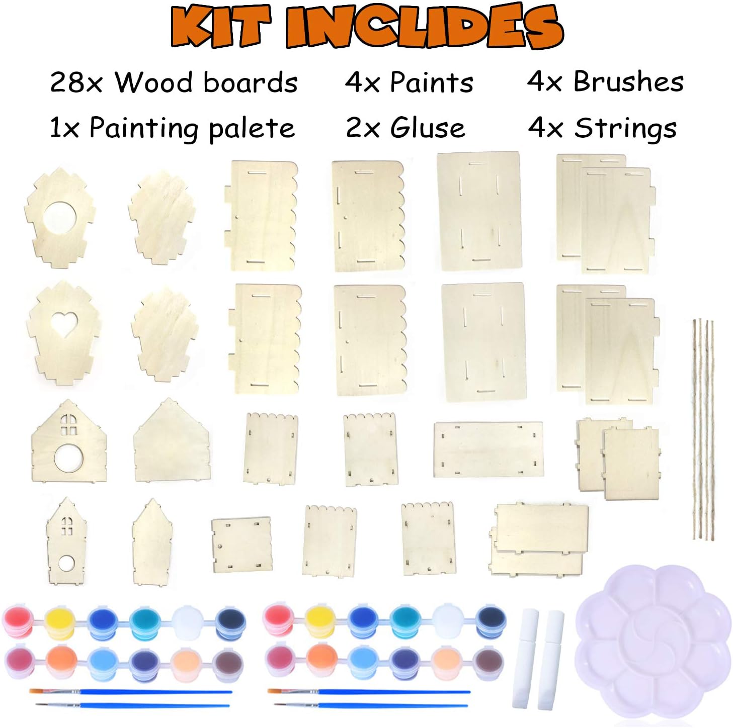 Hapray 4 Pack Bird House Crafts for Kids Ages 5-12