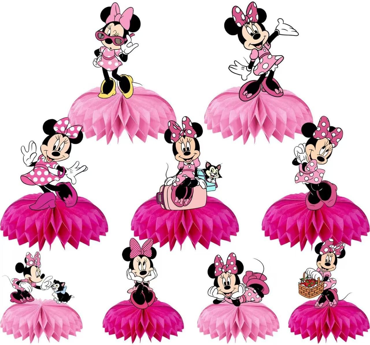 Minnie Birthday Honeycomb Centerpieces 9Pcs