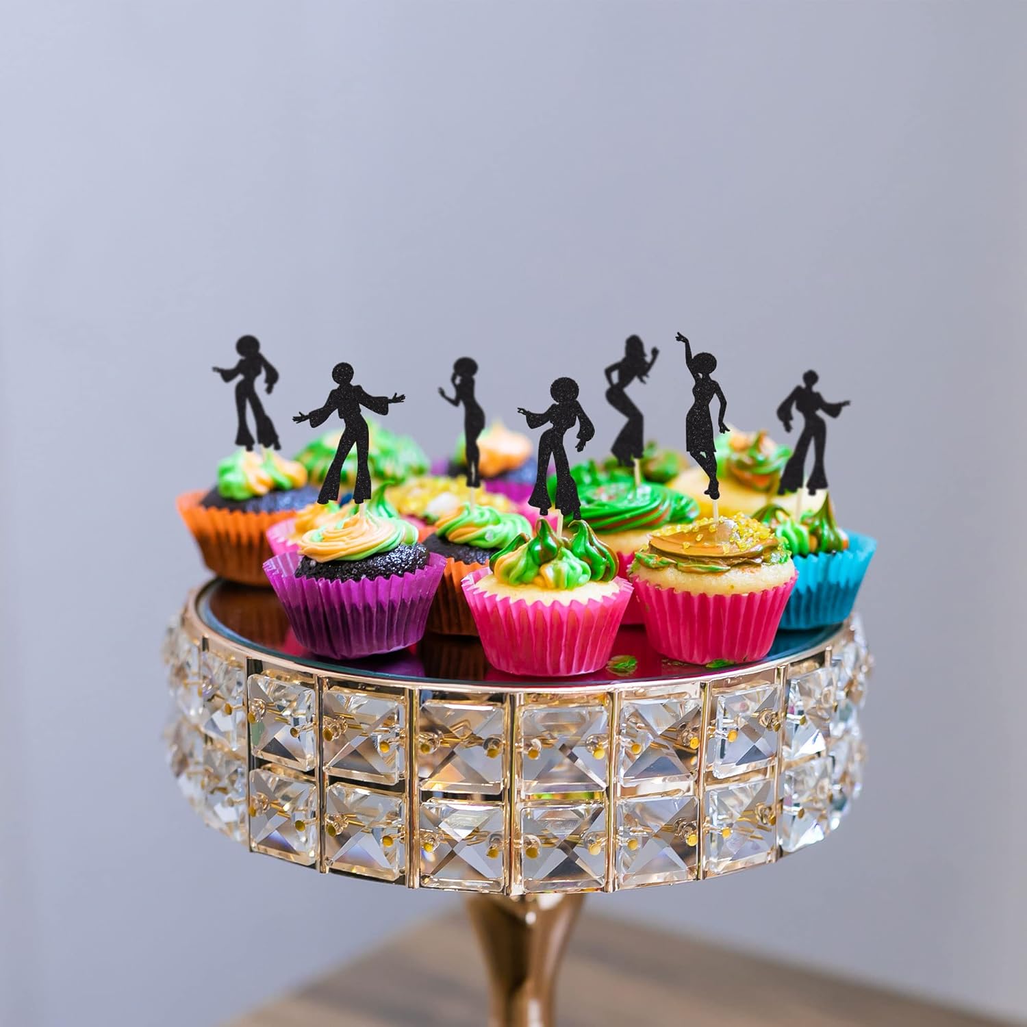 Gyufise 24Pcs 70s Disco Dancing Cupcake Toppers