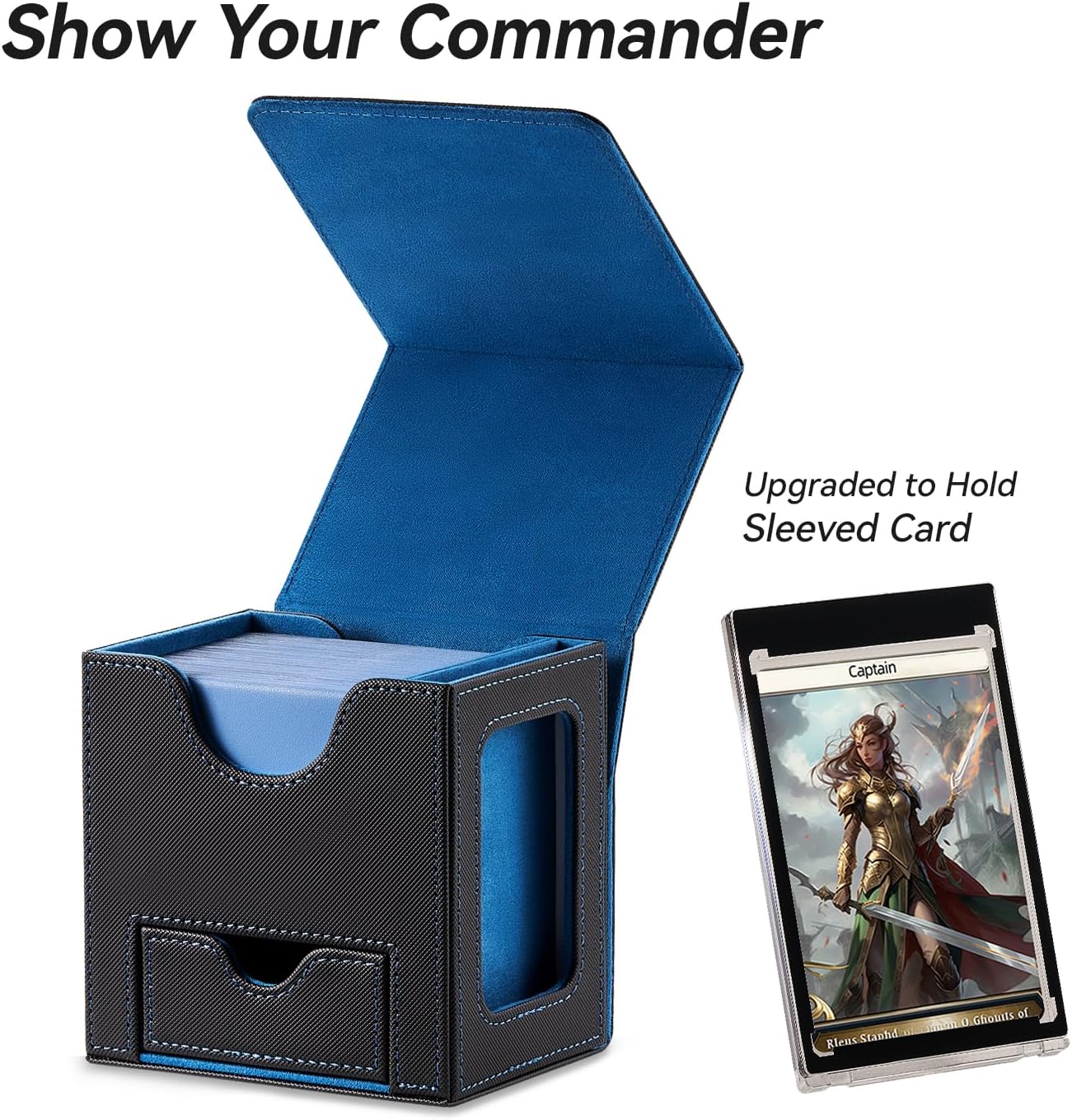 Mage Tech Card Deck Box for MTG Commander - Black Blue