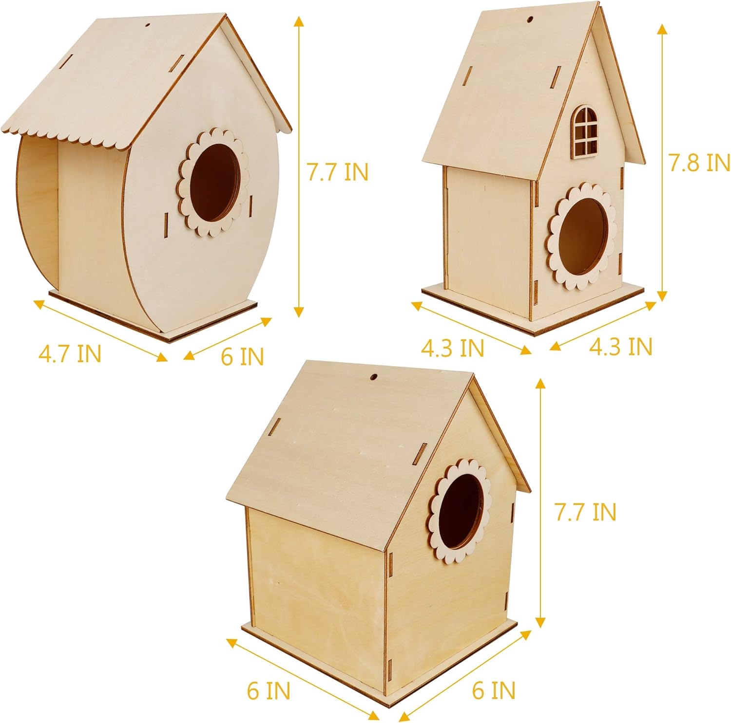 Glintoper 4 Pack DIY Wooden Birdhouse Kit
