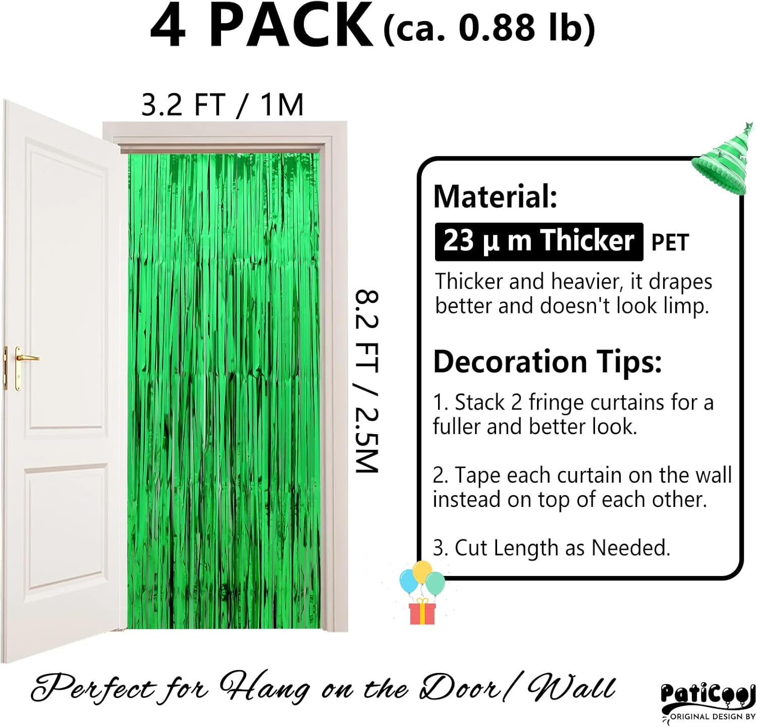 Green Streamers Party Decorations 4 Pack 32 x 82 FT