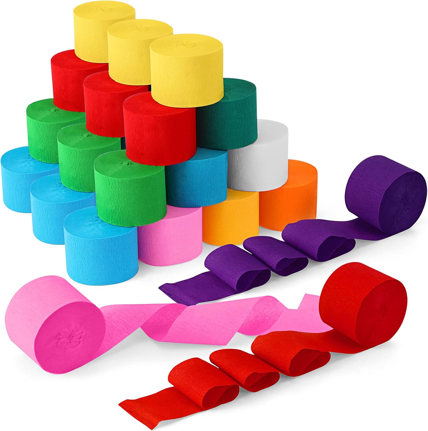 Pasimy 36 Rolls Crepe Paper Streamers Rainbow Decorations