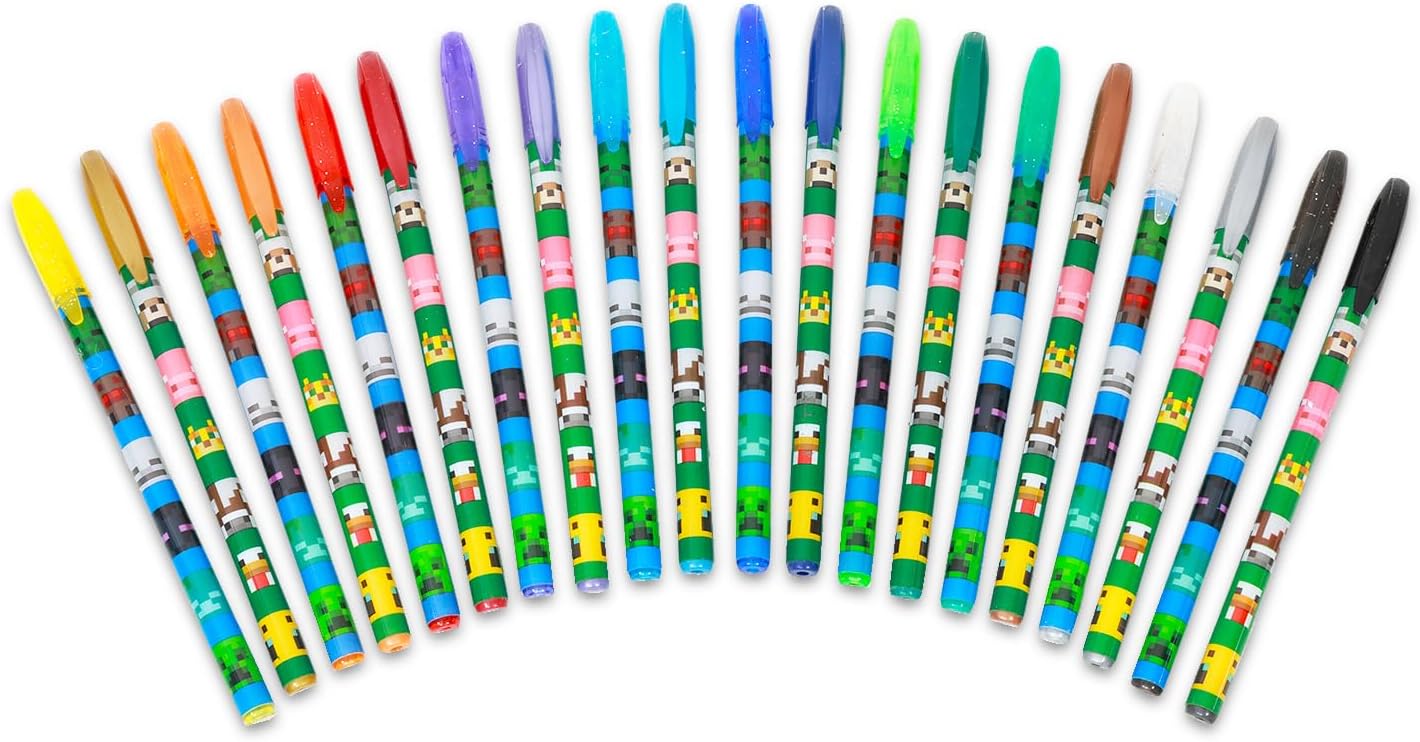 Minecraft Gel Pen Set with 20 Pens and Mini Posters