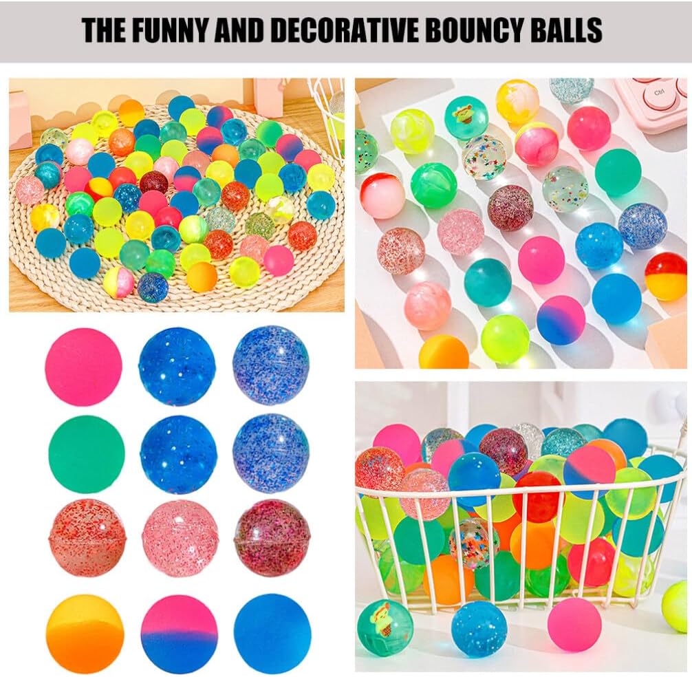 100pcs Colorful Elastic Bouncy Balls for Kids