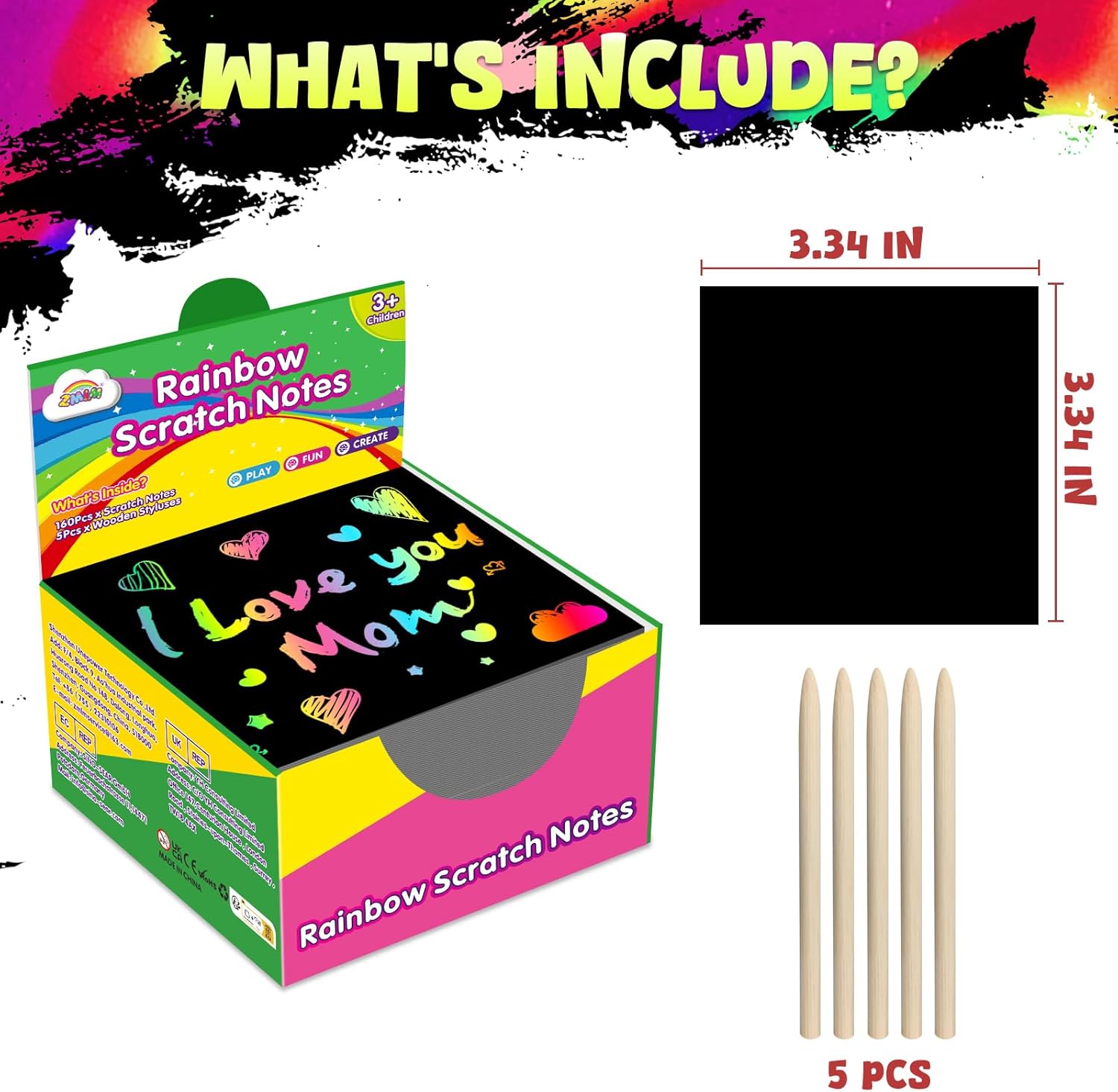 ZMLM Rainbow Scratch Art Papers with Styluses for Kids and Teens