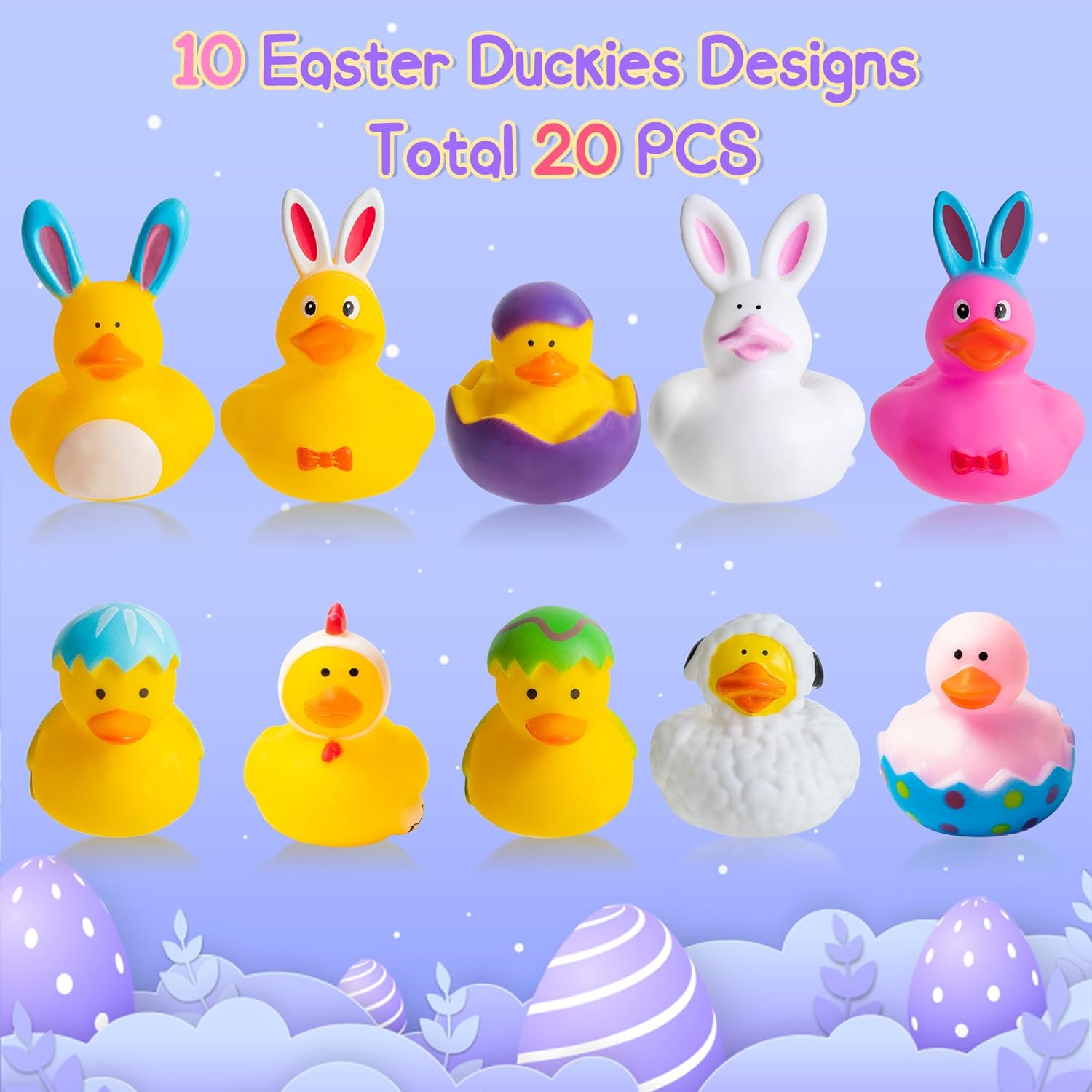 Haooryx Easter Rubber Ducks 20Pcs Party Favor Set