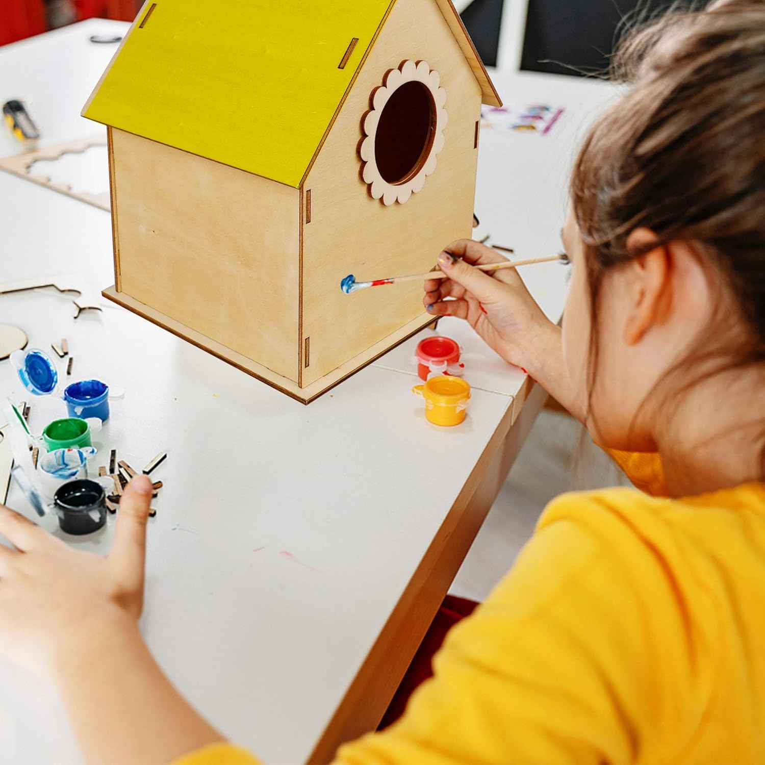 Glintoper 4 Pack DIY Wooden Birdhouse Kit