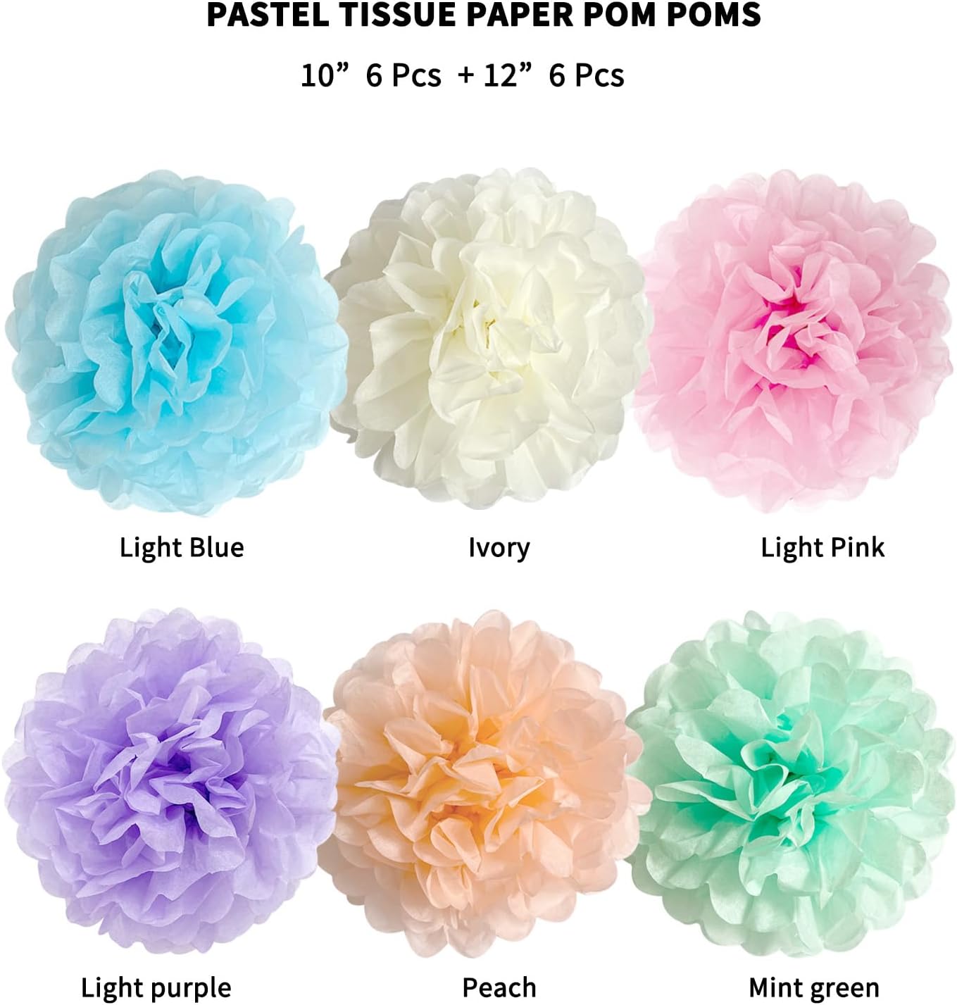 ANSOMO Pastel Tissue Paper Pom Poms Decorations