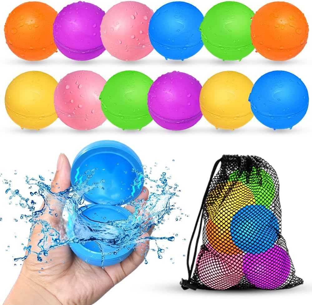 12Pcs Reusable Water Balloons for Kids Summer Pool Beach Toys