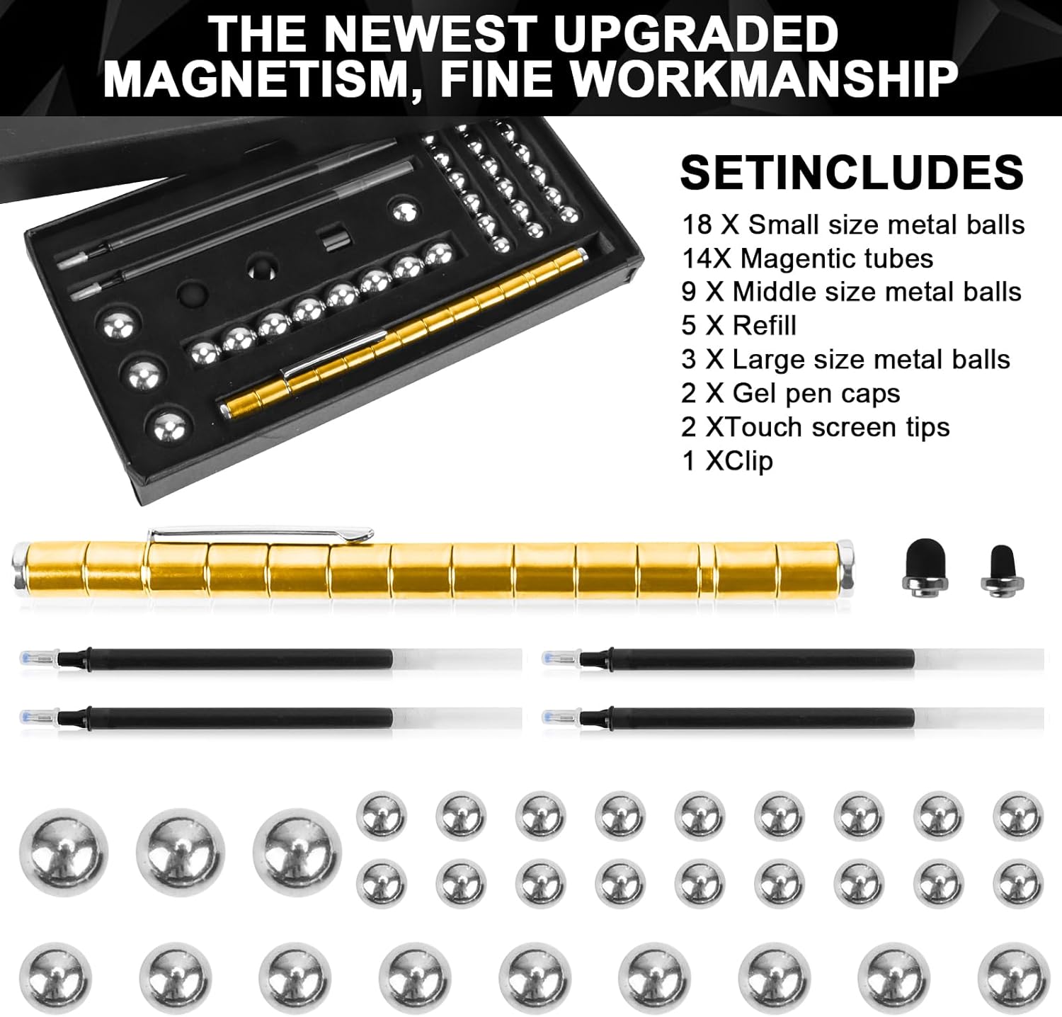 Magnetic Fidget Gold Pen Toy for Stress Relief and Anxiety